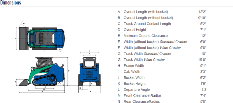 CL-45 Track Loader Dimensions